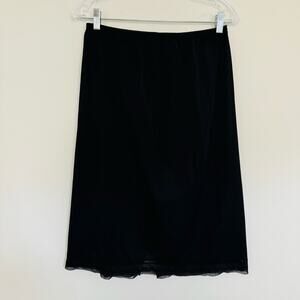 Vintage Womens Kayser 60s Black Lace Embroidered Half Slip Made in USA Sz Medium